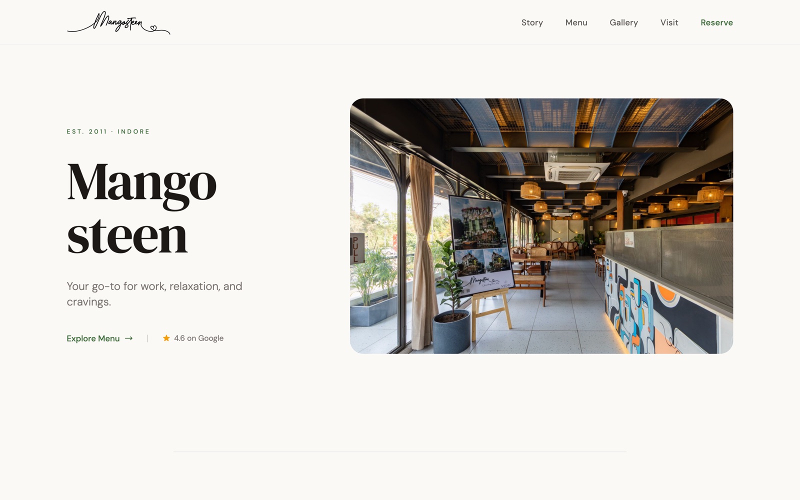 Screenshot of Mangosteen — Cafe Website